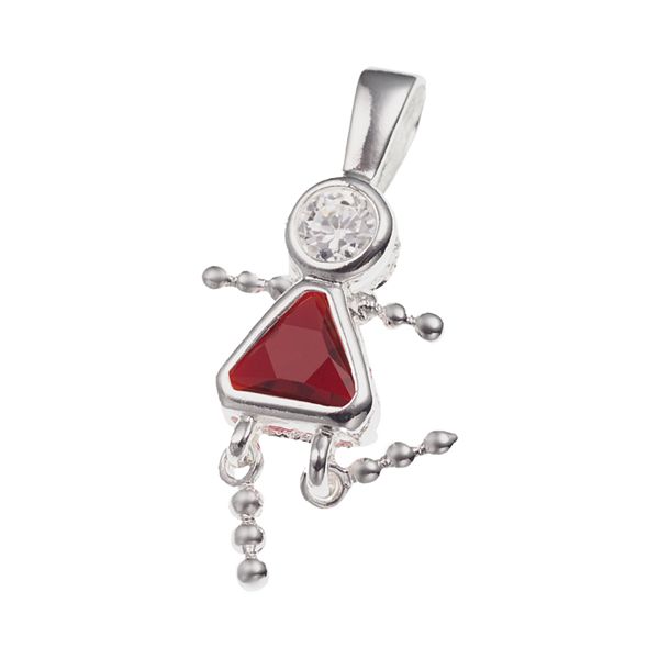 Sterling Silver Birthstone Babies Girl Charm - January Girl