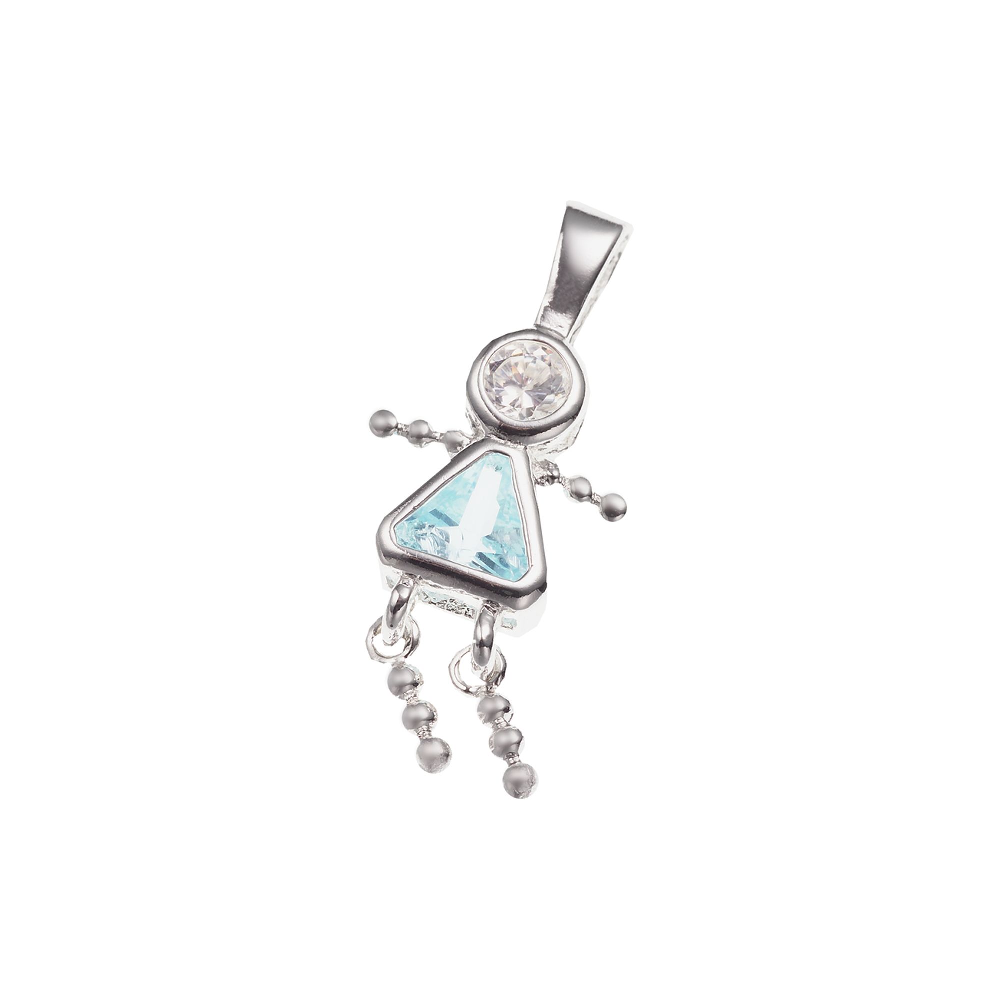 Argento Forte Sterling Silver Birthstone Babies Girl Charm, Womens, March