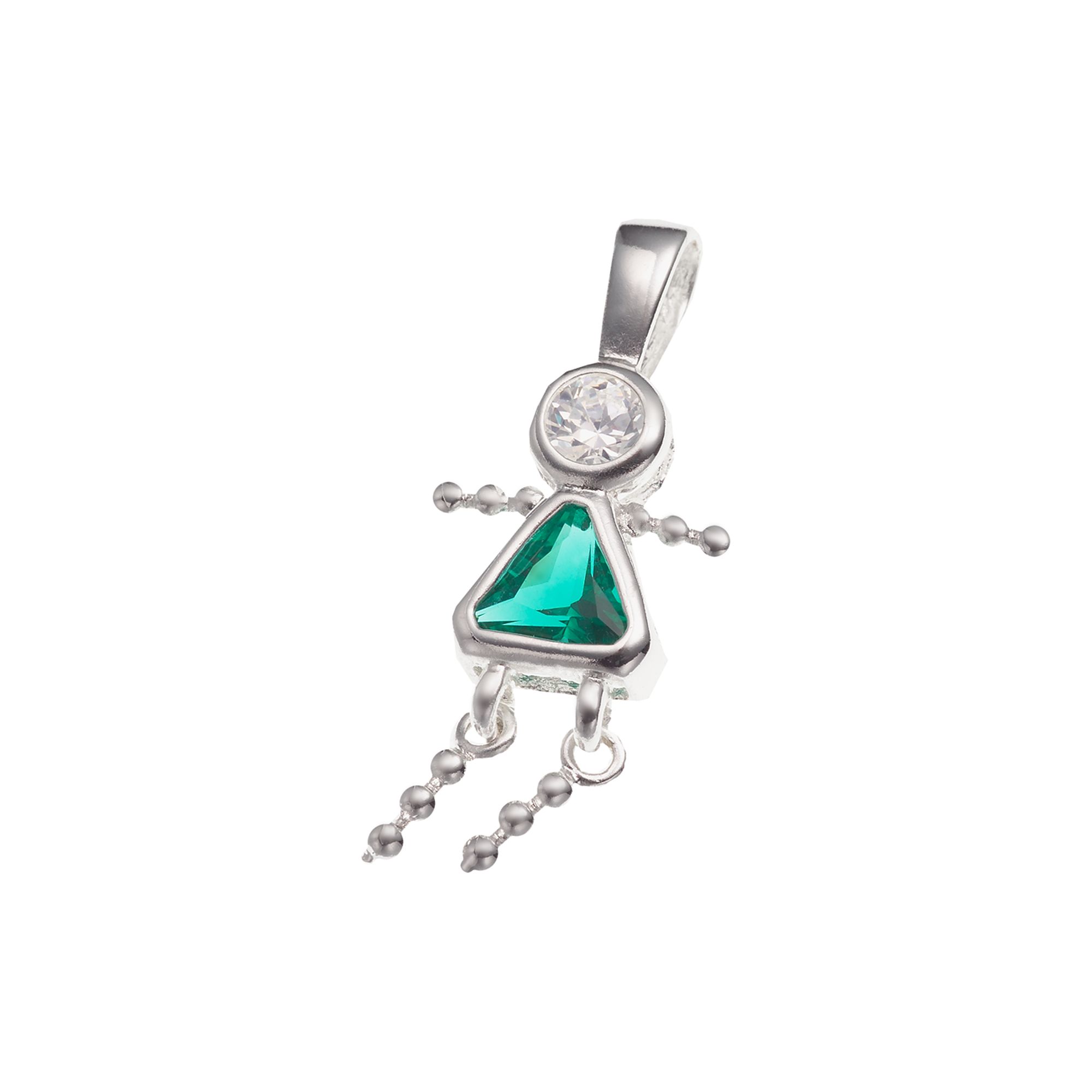 Argento Forte Sterling Silver Birthstone Babies Girl Charm, Womens, May