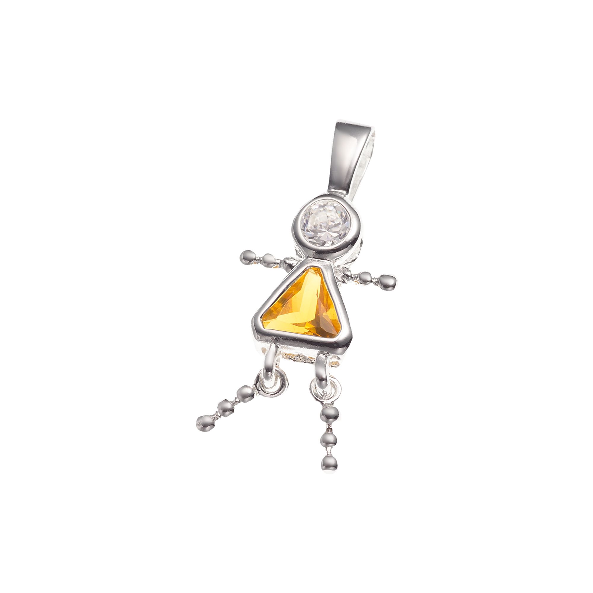 Argento Forte Sterling Silver Birthstone Babies Girl Charm, Womens, Novemb