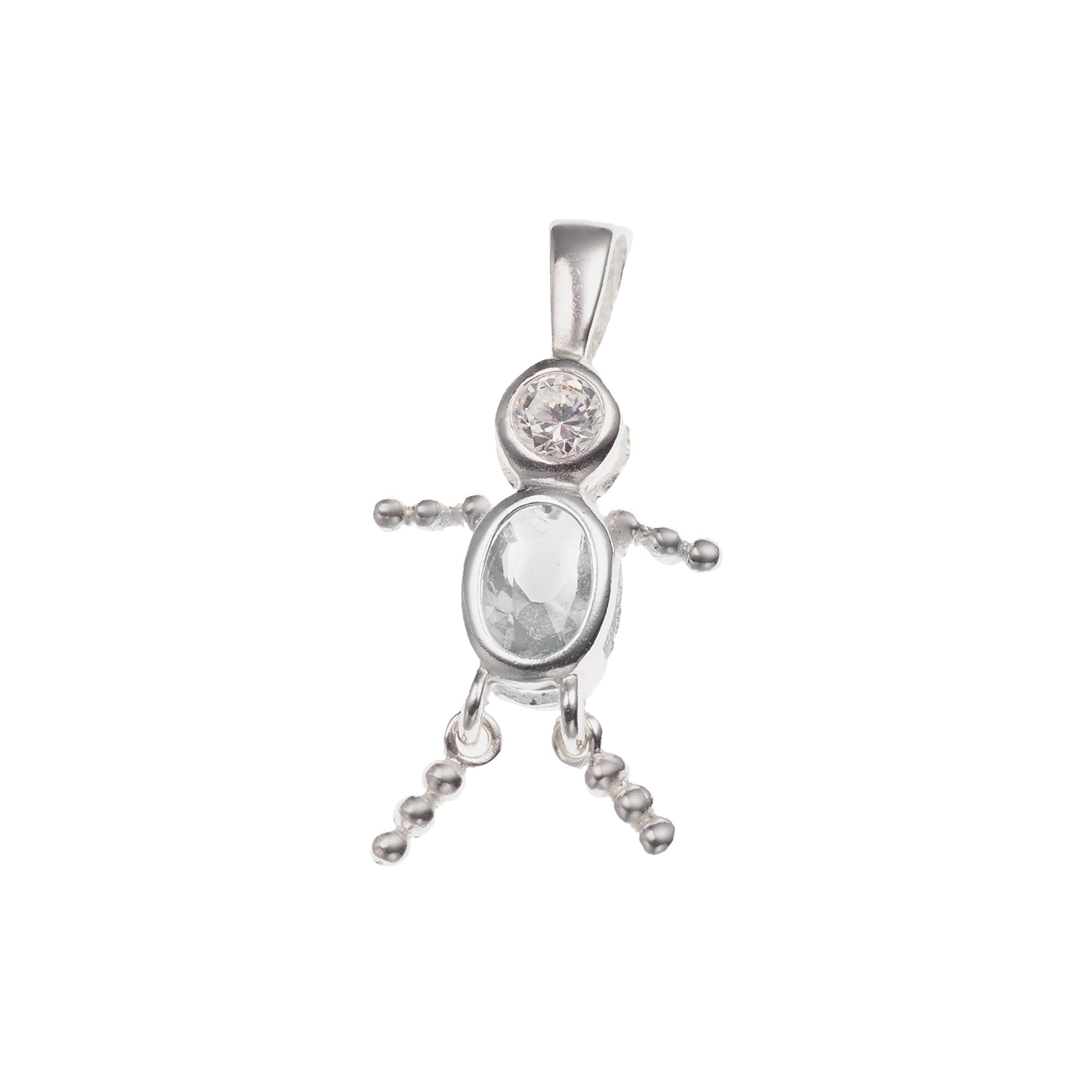 Argento Forte Sterling Silver Birthstone Babies Boy Charm, Womens, April B