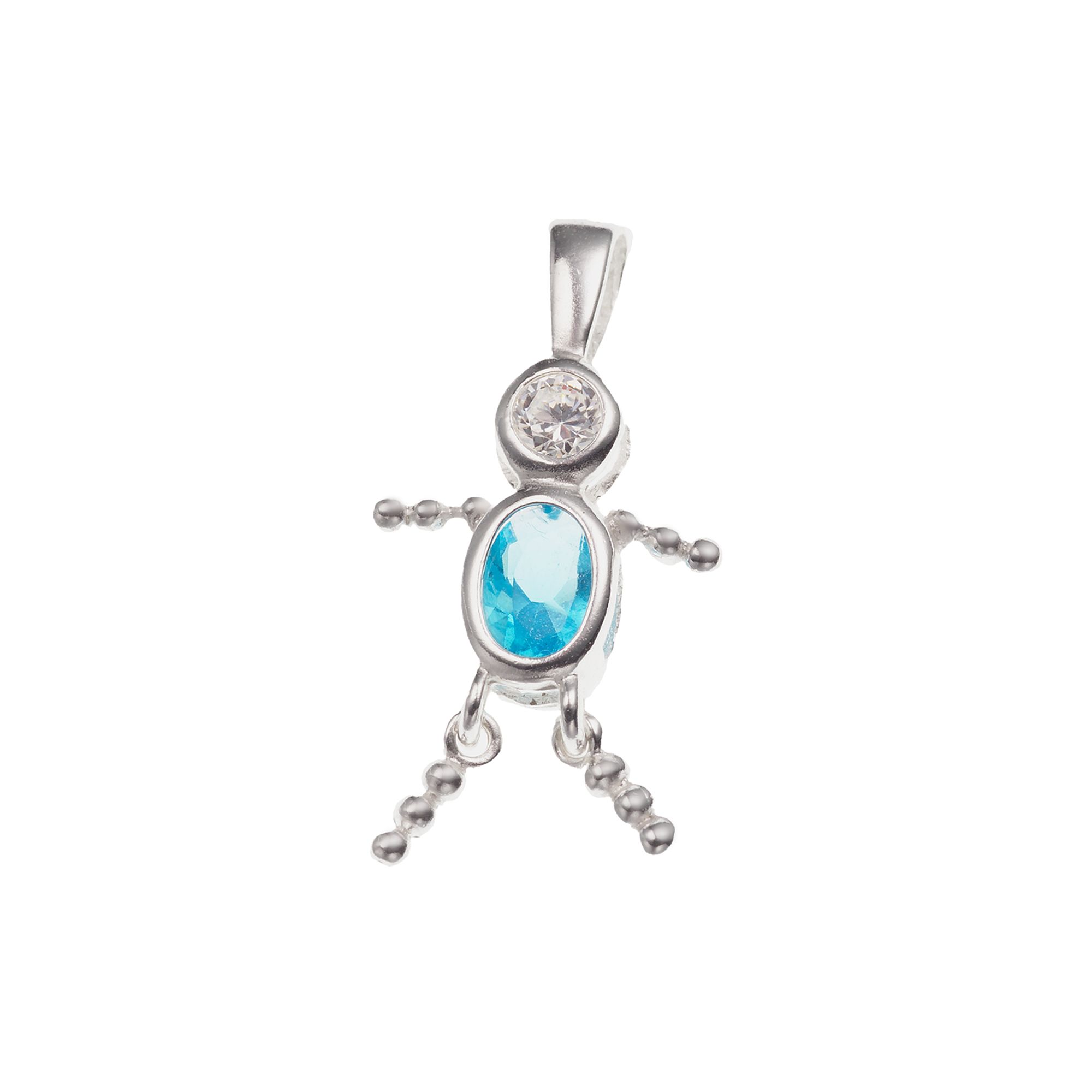 Argento Forte Sterling Silver Birthstone Babies Boy Charm, Womens, Decembe