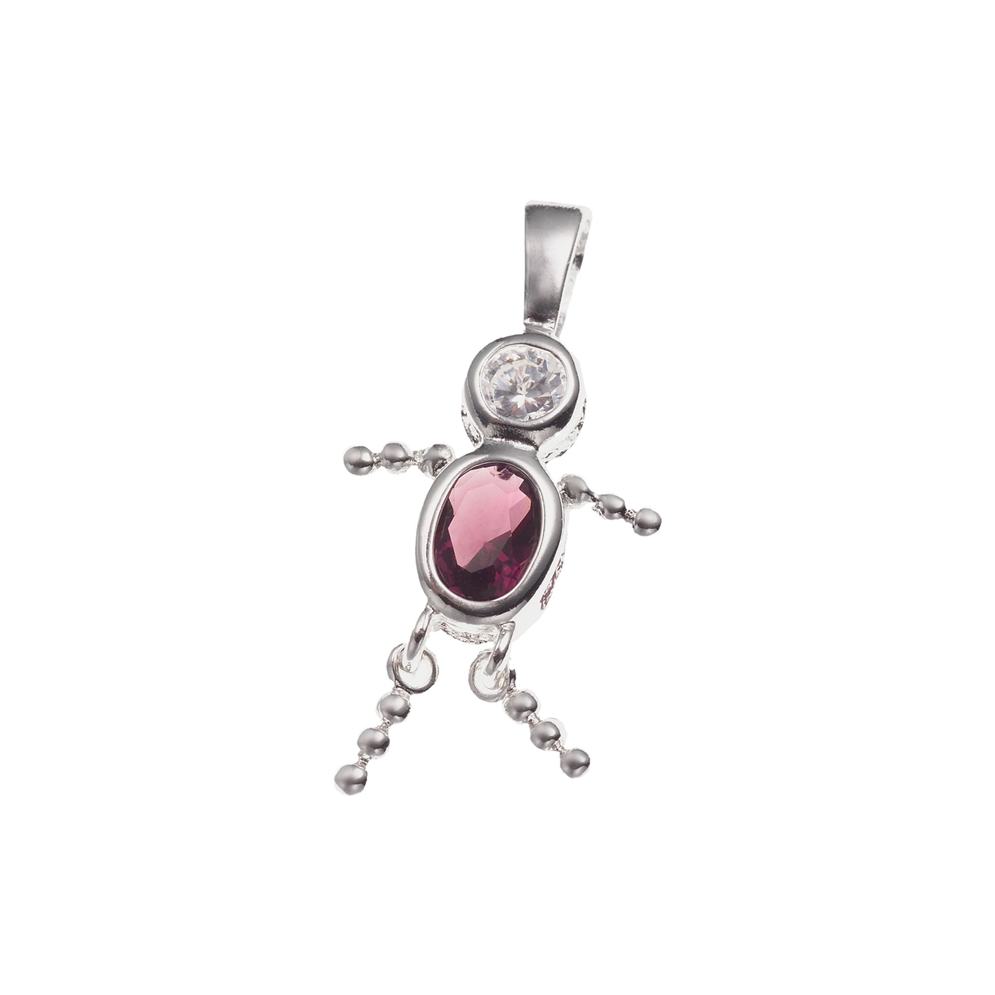 Argento Forte Sterling Silver Birthstone Babies Boy Charm, Womens, Februar