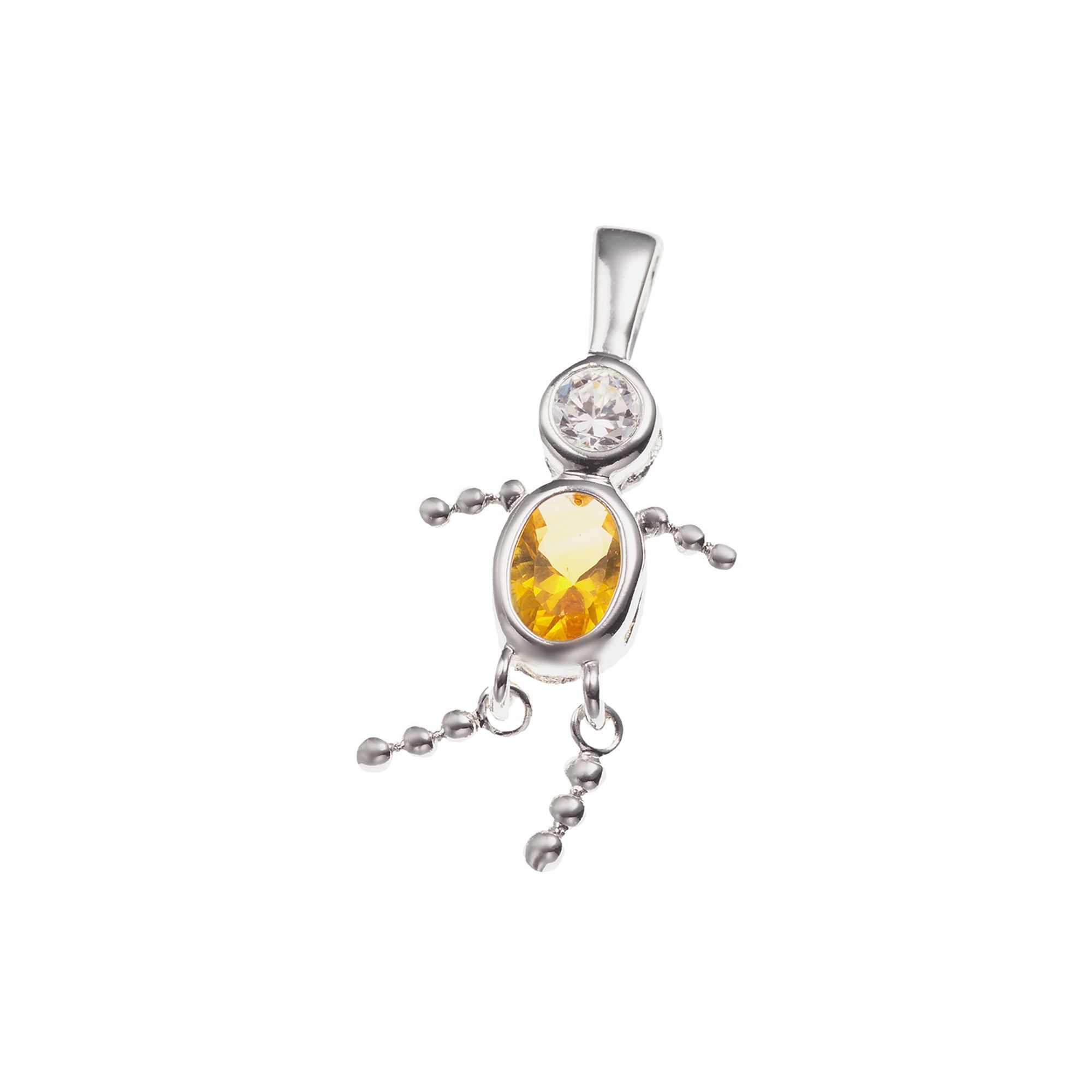 Argento Forte Sterling Silver Birthstone Babies Boy Charm, Womens, Novembe