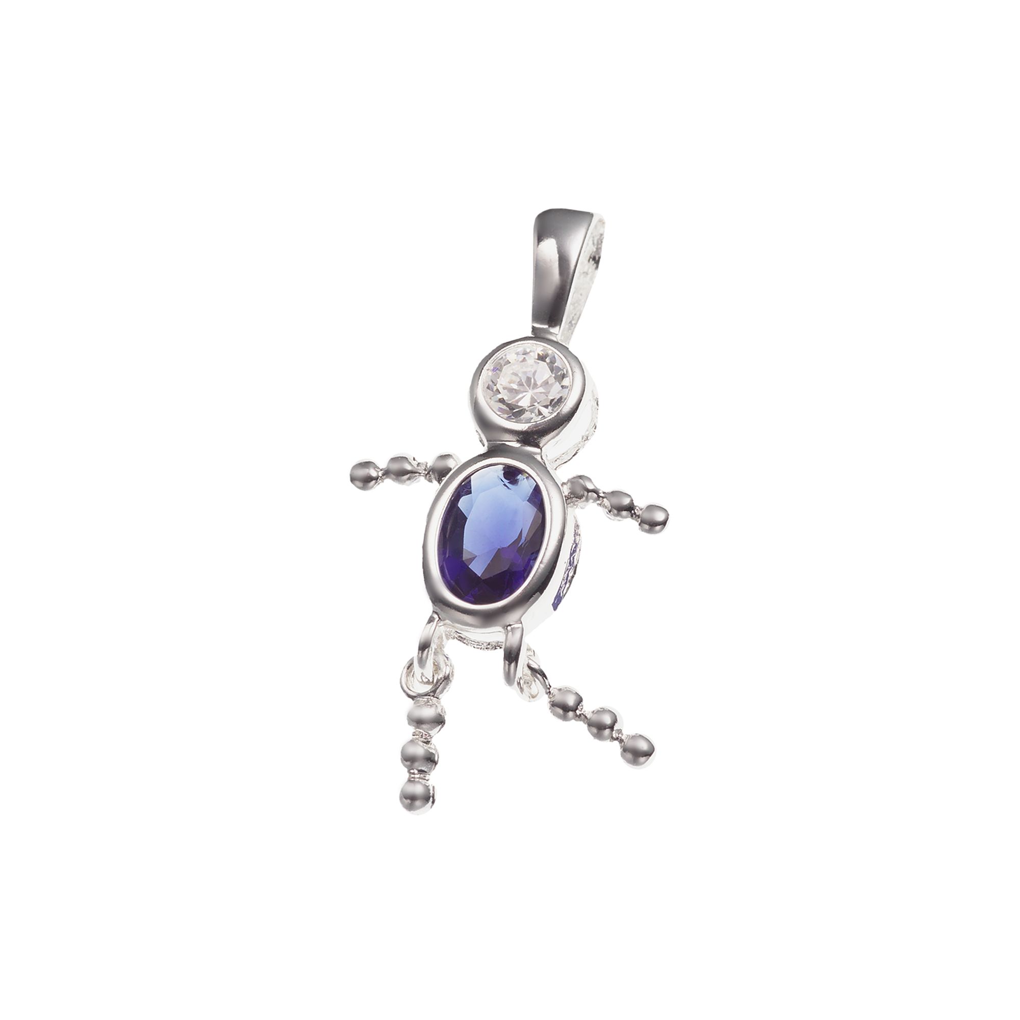 Argento Forte Sterling Silver Birthstone Babies Boy Charm, Womens, Septemb