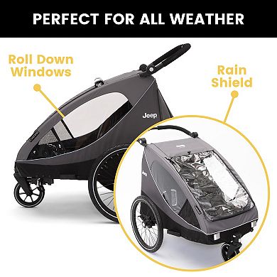 Jeep Everest 2-in-1 Child Bike Trailer and Stroller for 2 Kids by Delta Children