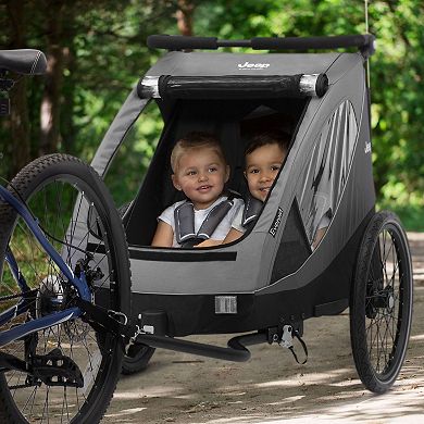 Jeep Everest 2-in-1 Child Bike Trailer and Stroller for 2 Kids by Delta Children