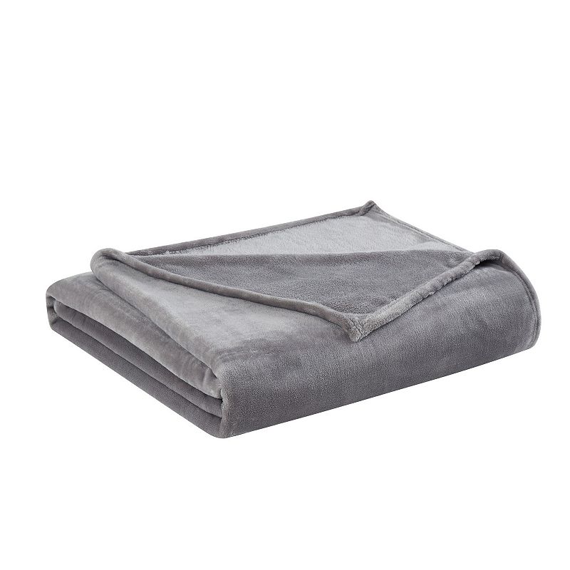 Truly Soft Velvet Plush Throw in Grey