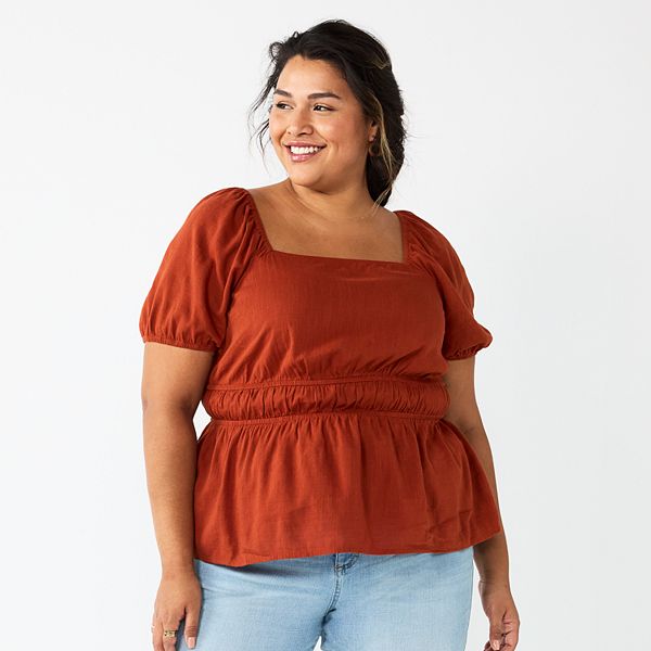 Plus Size Sonoma Goods For Life® Short Sleeve Squareneck Top