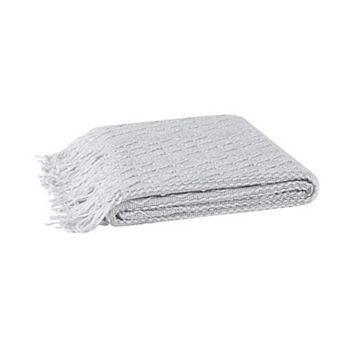 Brooklyn Loom Woven Texture Solid Ivory Throw