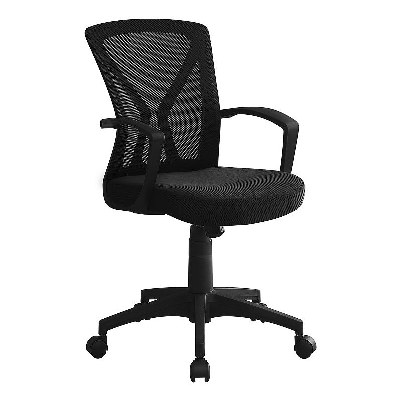 Monarch Mid-Back Adjustable Fixed Armrests Office Chair, Black