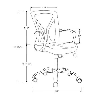 Monarch Mid-Back Adjustable Fixed Armrests Office Chair