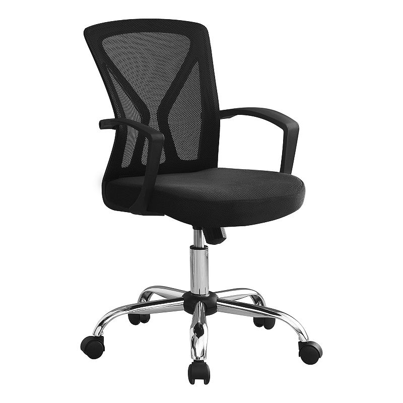 Monarch Mid-Back Adjustable Fixed Armrests Office Chair, Black