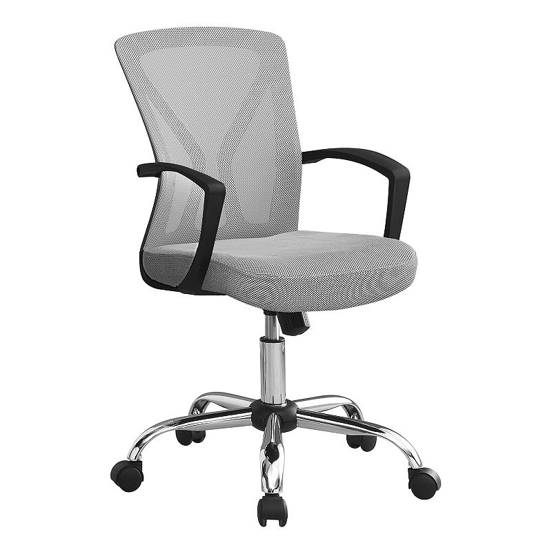 Monarch Mid-Back Adjustable Fixed Armrests Office Chair, Grey