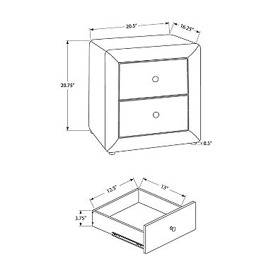 Monarch 2-Drawer Upholstered Nightstand