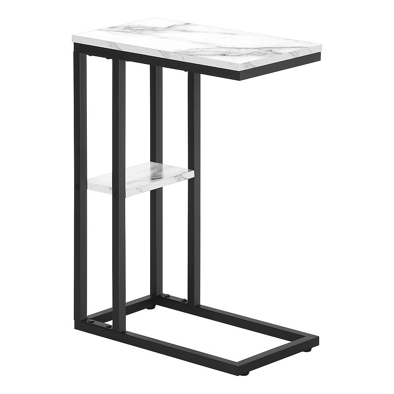 Monarch 1-Shelf C-Shape Side Table, White