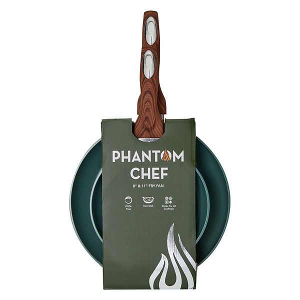 Phantom Chef Gold Handle 8 and 11 Frying Pan Combo Editions, Green | Frying Pans