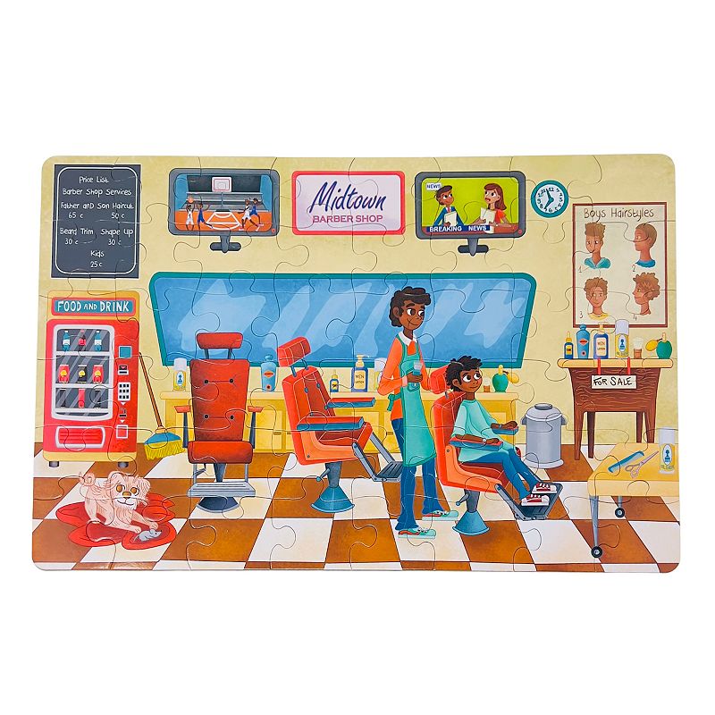Upbounders A Day at The Barbershop 48-Piece Jumbo Floor Puzzle, Multi