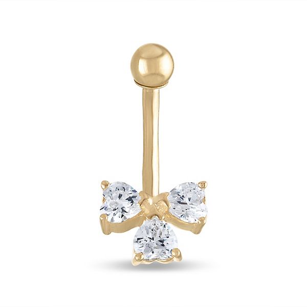 Amella Jewels 14k Gold Cubic Zirconia Belly Ring