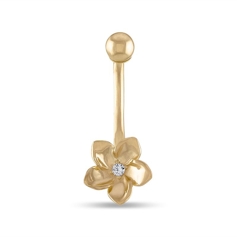 Amella Jewels 14k Gold Flower Belly Ring, Womens, Yellow
