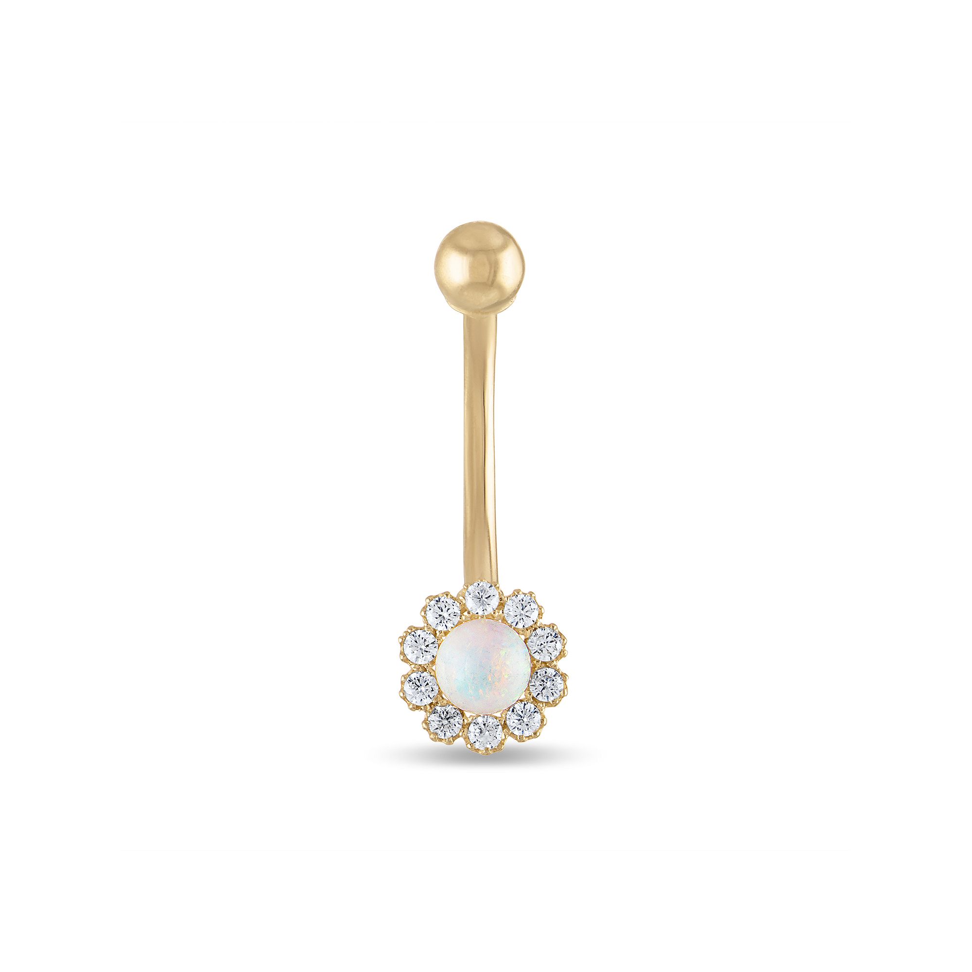 Amella Jewels 14K Gold Opal & Cubic Zirconia Belly Ring, Womens, Yellow
