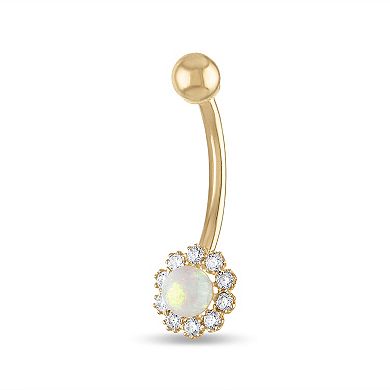 Amella Jewels 14K Gold Opal & Cubic Zirconia Belly Ring