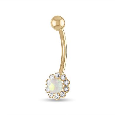 Amella Jewels 14K Gold Opal & Cubic Zirconia Belly Ring