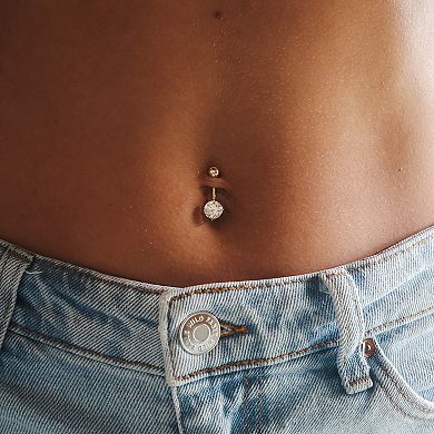 Amella Jewels 10K Gold Cubic Zirconia Solid Belly Ring