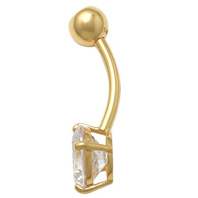 Amella Jewels 10K Gold Cubic Zirconia Solid Belly Ring