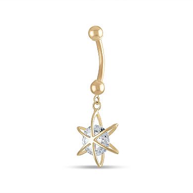 Amella Jewels 10k Gold Caged Cubic Zirconia Belly Ring