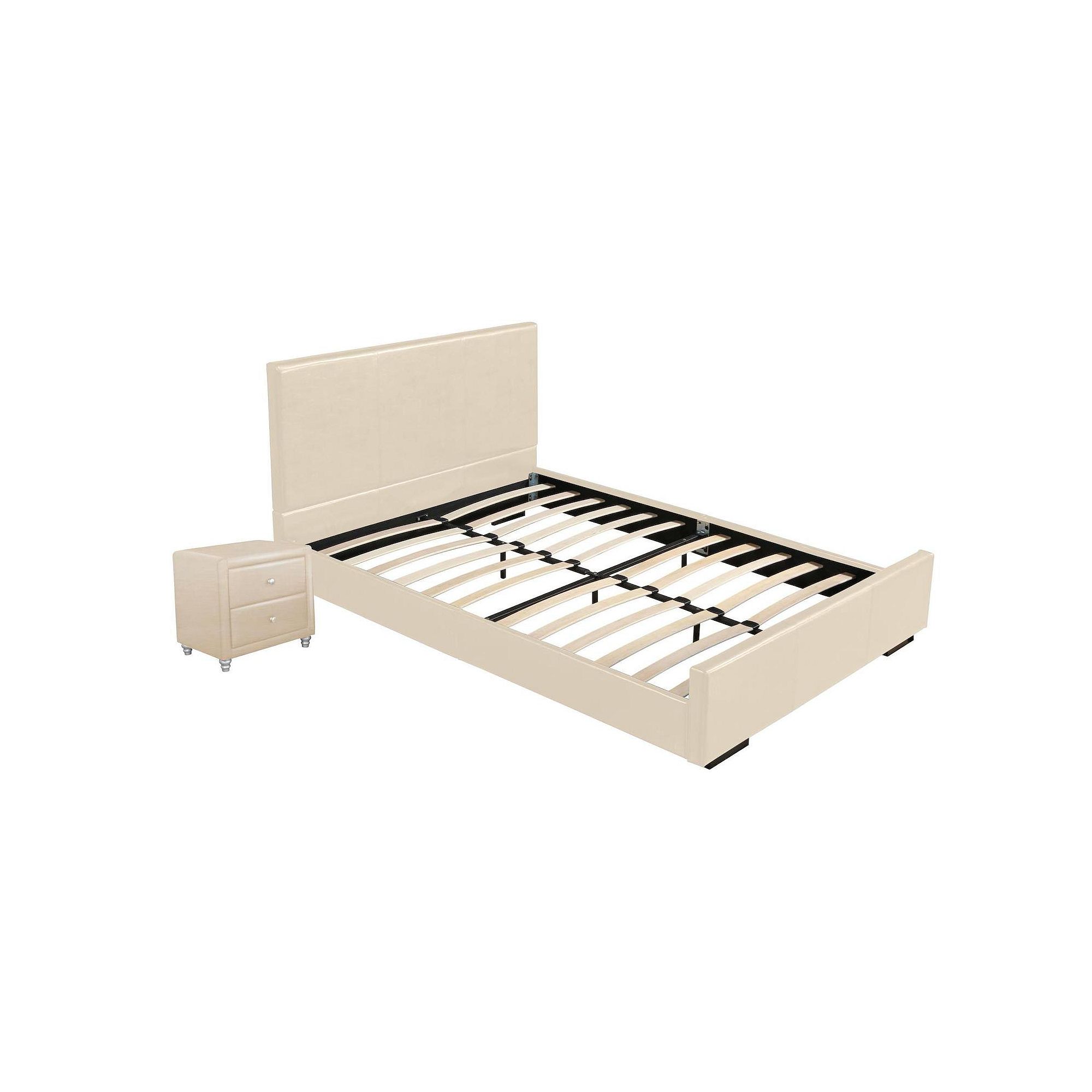 Camden Isle Hindes Platform Bed & Nightstand 2-piece Set, Beige Khaki