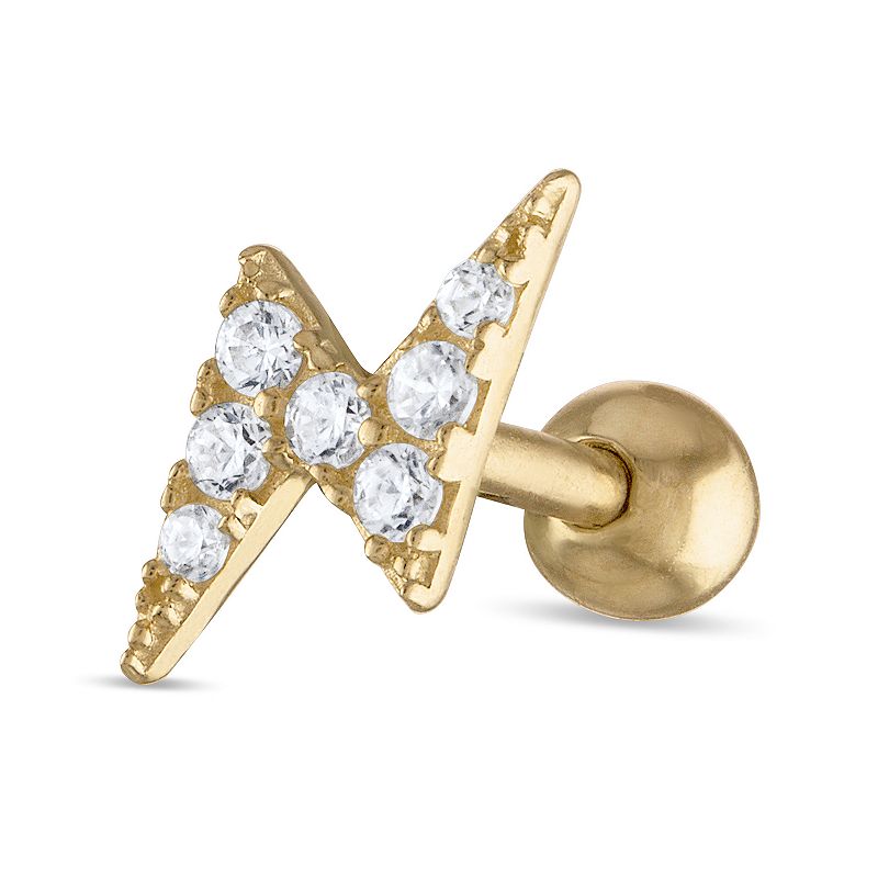 Amella Jewels 10k Gold Cubic Zirconia Lightning Bolt Stud Earring, Womens,