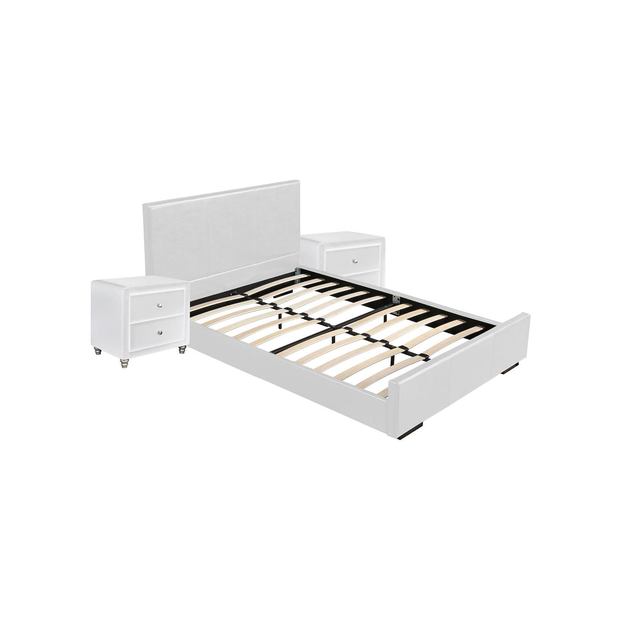 Camden Isle Hindes Platform Bed & Two Nightstands 3-piece Set, White