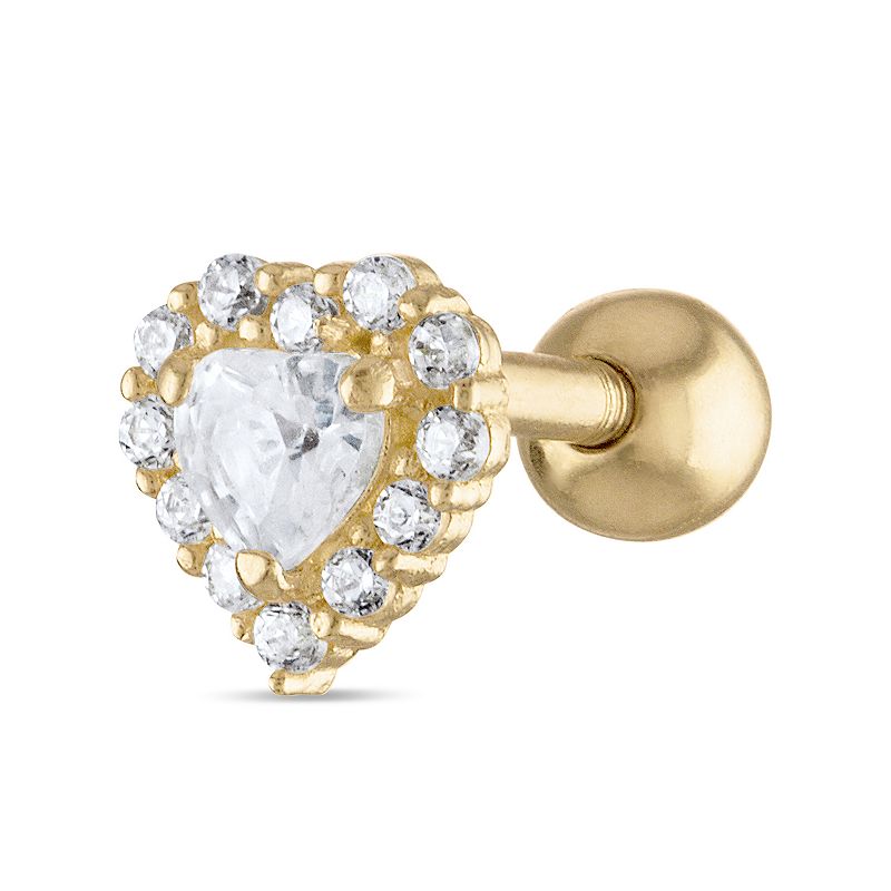 Amella Jewels 10k Gold Cubic Zirconia Heart Cartilage Earring, Womens, Yel