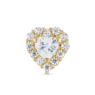 Amella Jewels 10k Gold Cubic Zirconia Heart Cartilage Earring