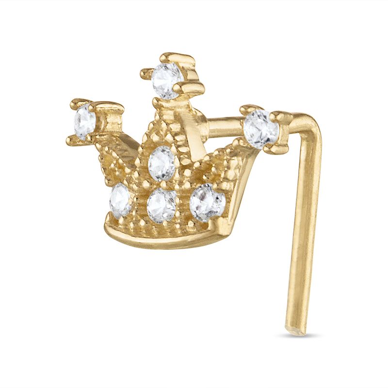 Amella Jewels 10k Gold Cubic Zirconia Crown L-Post Nose Stud, Womens, Yell