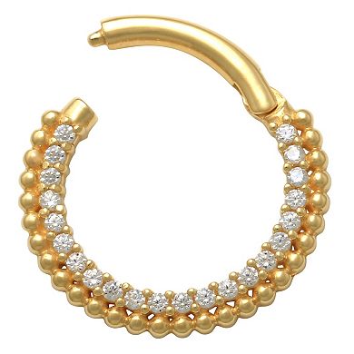 Amella Jewels 14K Gold With Cubic Zirconia Stones Septum Clicker Nose Ring