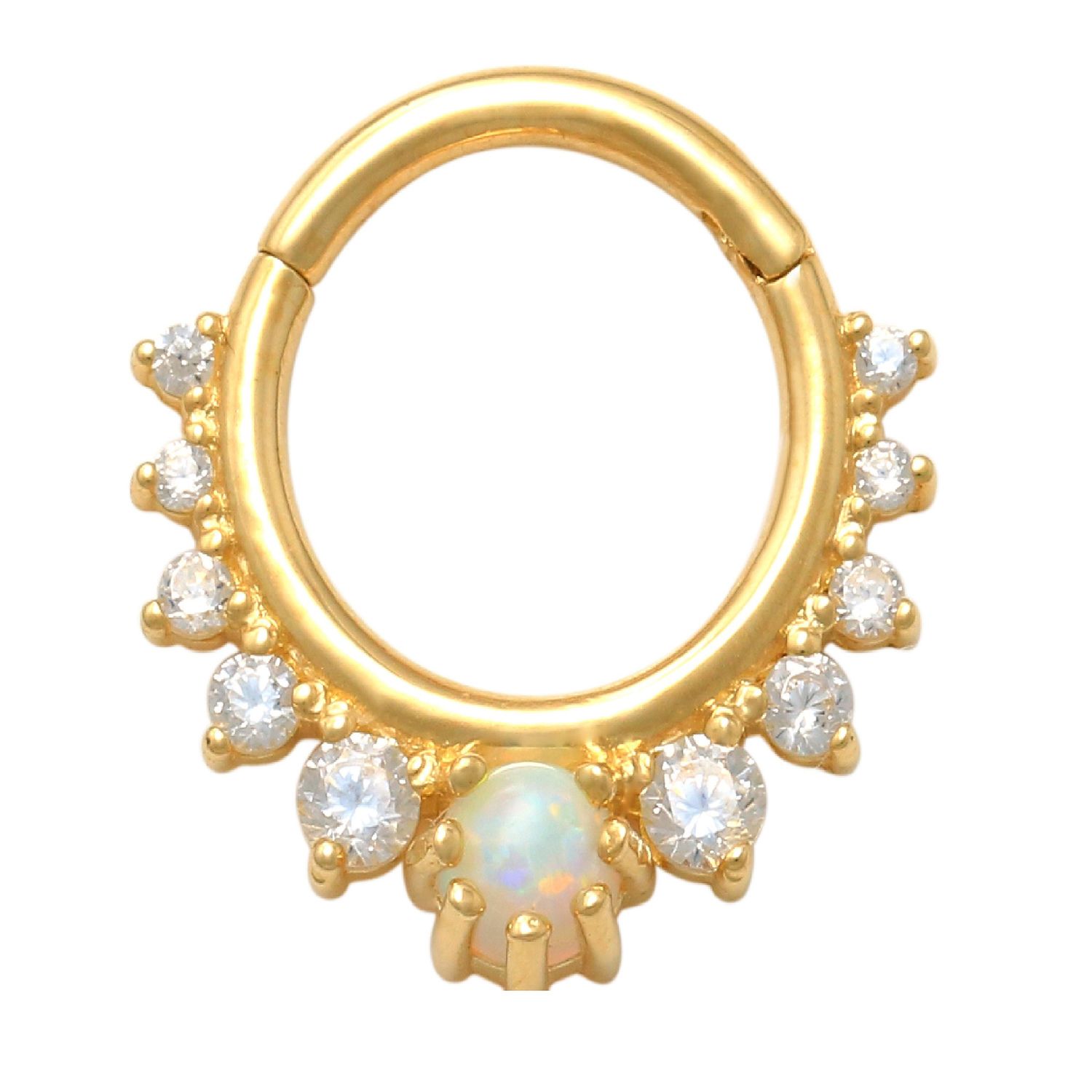 14K Gold Plated Ring SHINYSO 14K Gold Plated Opal Wedding Band - Cubic Zirconia Stackable Ring 14k Gold Plated Opal Cubic Zirconia Stackable Ring
