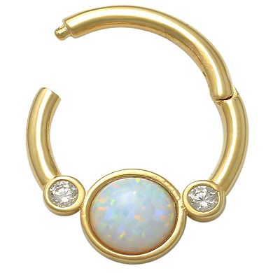 Amella Jewels 10K Gold With Opal & Cubic Zirconia Solid Clicker Nose Ring