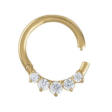 Amella Jewels 10k Gold Cubic Zirconia Septum Clicker Nose Ring