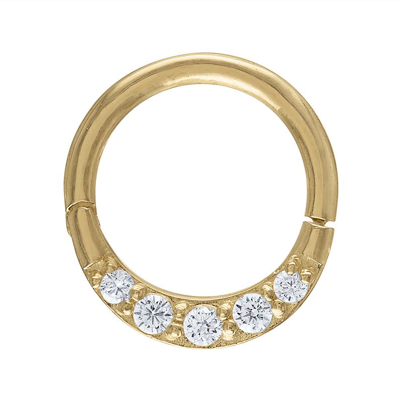 Amella Jewels 10k Gold Cubic Zirconia Septum Clicker Nose Ring, Womens, Ye