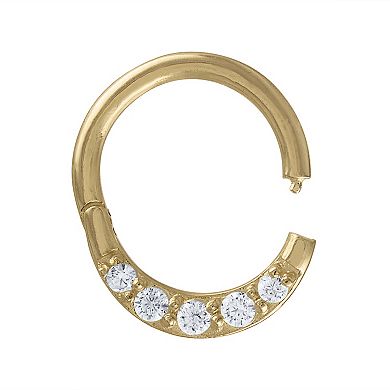 Amella Jewels 10k Gold Cubic Zirconia Septum Clicker Nose Ring