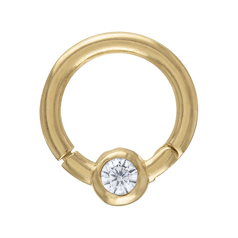 Amella Jewels 10k Gold Cubic Zirconia Clicker Septum Nose Ring, Womens, Ye