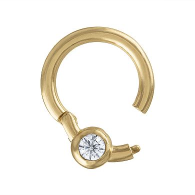 Amella Jewels 10k Gold Cubic Zirconia Clicker Septum Nose Ring