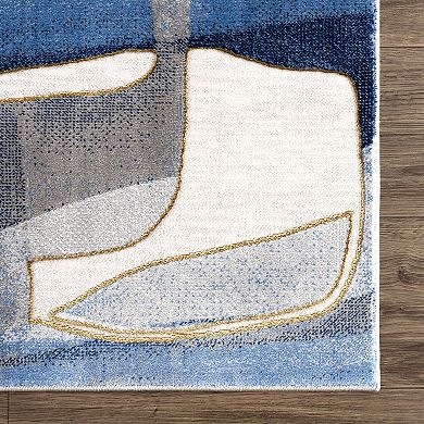 Abani Rugs Regal REG130A Blue Grey Asymmetric Circles Area Rug