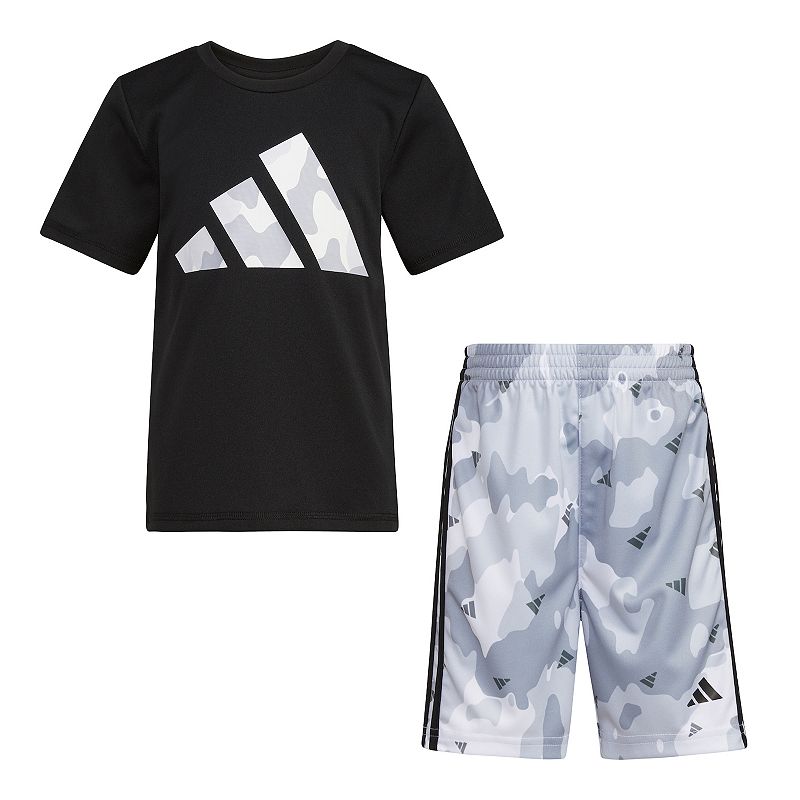 Boys 4-7 adidas Logo Tee & Camo Shorts Set, Boys, Black
