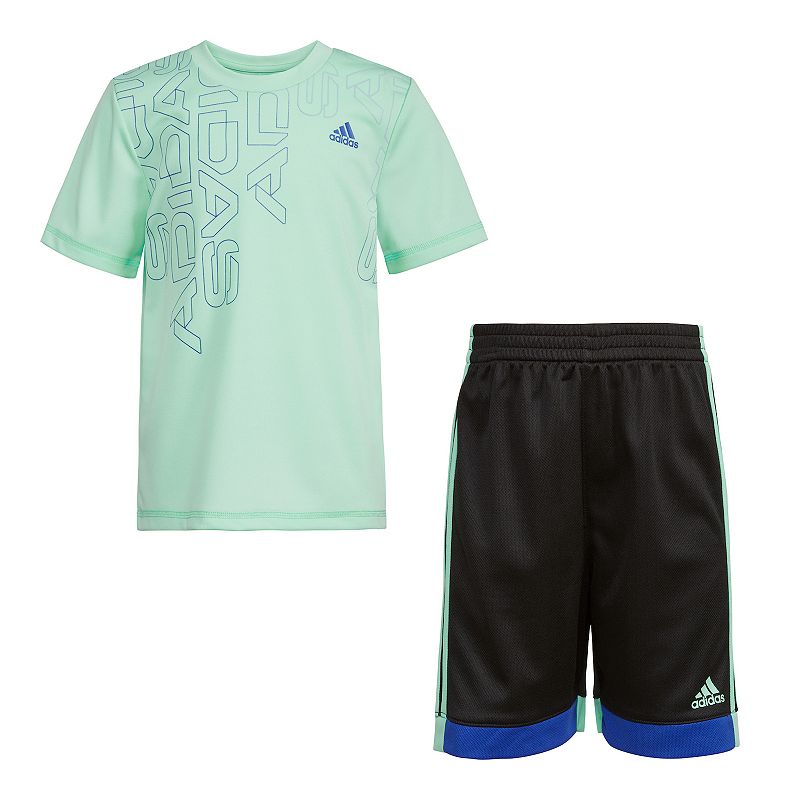 Boys 4-7 adidas Logo Tee & Shorts Set, Boys, Lt Green
