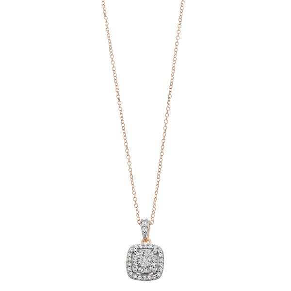 1/4 Carat T.W Diamond Cushion Pendant Necklace