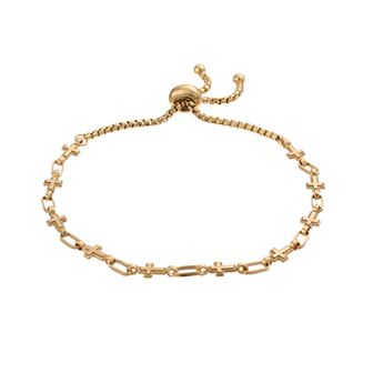 Kristen Kesho Sterling Silver Cross Link Adjustable Bolo Bracelet