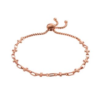 Kristen Kesho Sterling Silver Cross Link Adjustable Bolo Bracelet